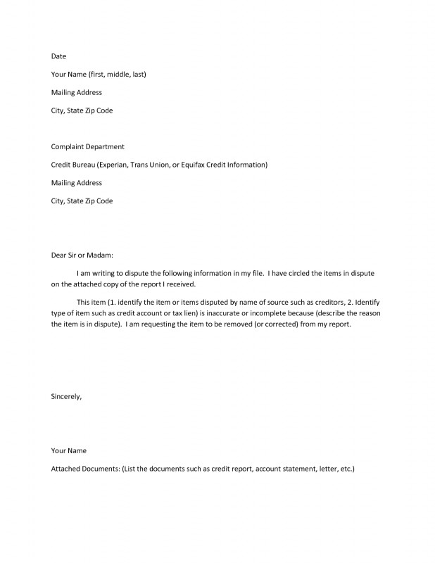 Credit Report Dispute Letter Template Professional Dispute Letter to Credit Bureau Template Examples Letter Templates