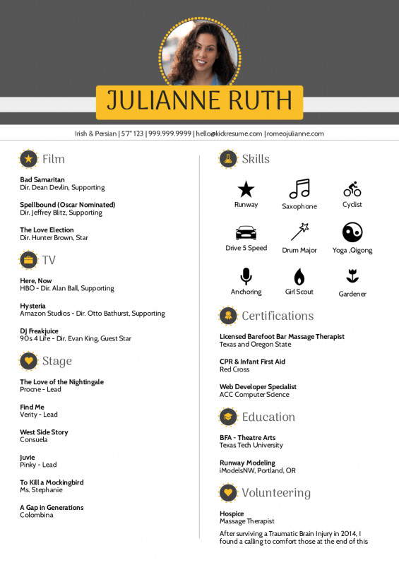 Star Of the Week Certificate Template Awesome Resume Examples by Real People Acting Resume Template Kickresume