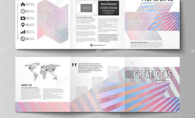 Brochure Folding Templates New Set Of Business Templates for Tri Fold Square Brochures Leaflet