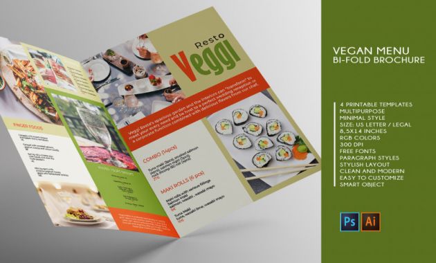 Brochure Templates Ai Free Download Best Vegan Menu Bifold Brochure A3 Ai Psd Templates