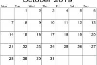Blank Activity Calendar Template Unique October 2019 Blank Calendar Pdf Template Latest Printable