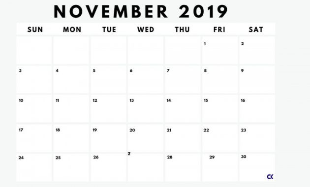 Blank Calender Template Awesome Printable November 2019 Calendar Worksheet Calendar Kart