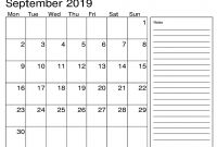 Blank Calender Template Unique Blank September 2019 Calendar Printable with Notes