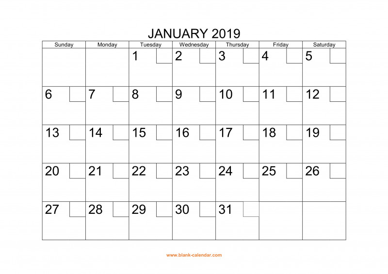Blank One Month Calendar Template New Free Download Printable Calendar 2019 with Check Boxes