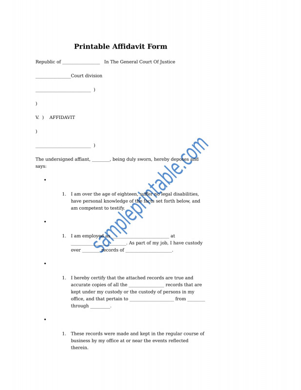 Fill In the Blank Obituary Template New 9 Blank Affidavit form Examples Pdf Examples