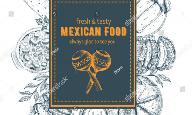 Adobe Illustrator Label Template New Design Template Mexican Restaurant Cafe Eatery Stock Vector