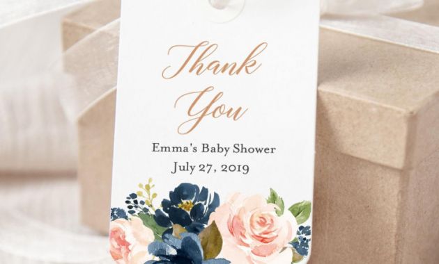 Baby Shower Label Template for Favors New Navy Blush Rose Gold Editable Tag Pink Blue Floral Favor