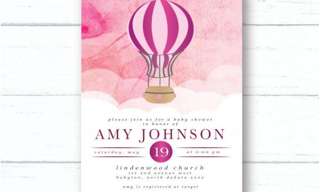 Baby Shower Water Bottle Labels Template New Baby Shower Invitation Up Up Away Baby Girl Baby Shower Invitation Digital or Printed Adventure Begins Hot Air Balloon Invite