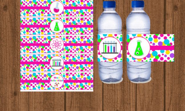Birthday Water Bottle Labels Template Free Awesome Science Water Bottle Label Mad Science Water Bottle Label Girls Birthday Party Science Birthday Party Instant Download