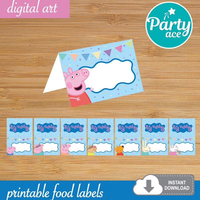 Diy Water Bottle Label Template Unique Peppa Pig Printable Food Labels Place Cards for A Birthday