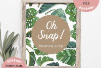 Baby Shower Menu Template Unique Tropical Leaves Oh Snap Baby Shower Hashtag Instagram Table