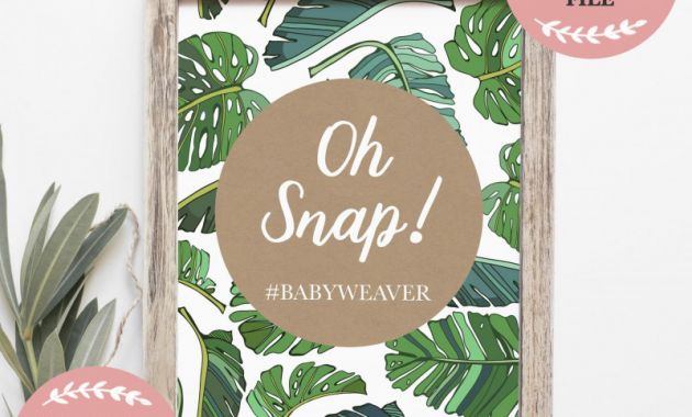Baby Shower Menu Template Unique Tropical Leaves Oh Snap Baby Shower Hashtag Instagram Table