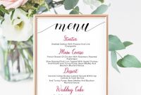 Bridal Shower Menu Template Awesome Printable Wedding Menu Card Poster Elegant Editable Dinner Reception Menu Card Try before You Buy Digital Download