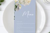 Bridal Shower Menu Template Unique Wedding Menu Template Dinner Word Etsy Design Templates Free