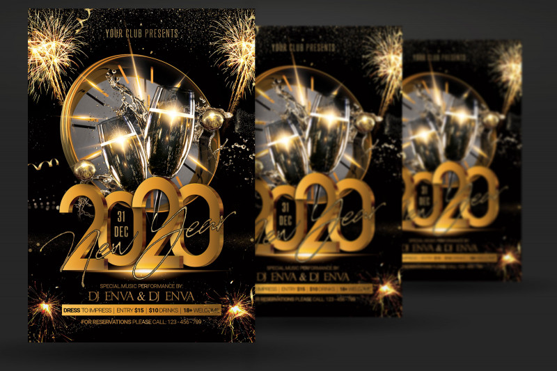 New Years Eve Menu Template Unique New Year Christmas Party Flyer