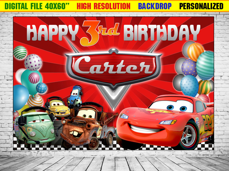 Cars Birthday Banner Template New Cars Backdrop Birthday Cars Background Cars Lightning Etsy