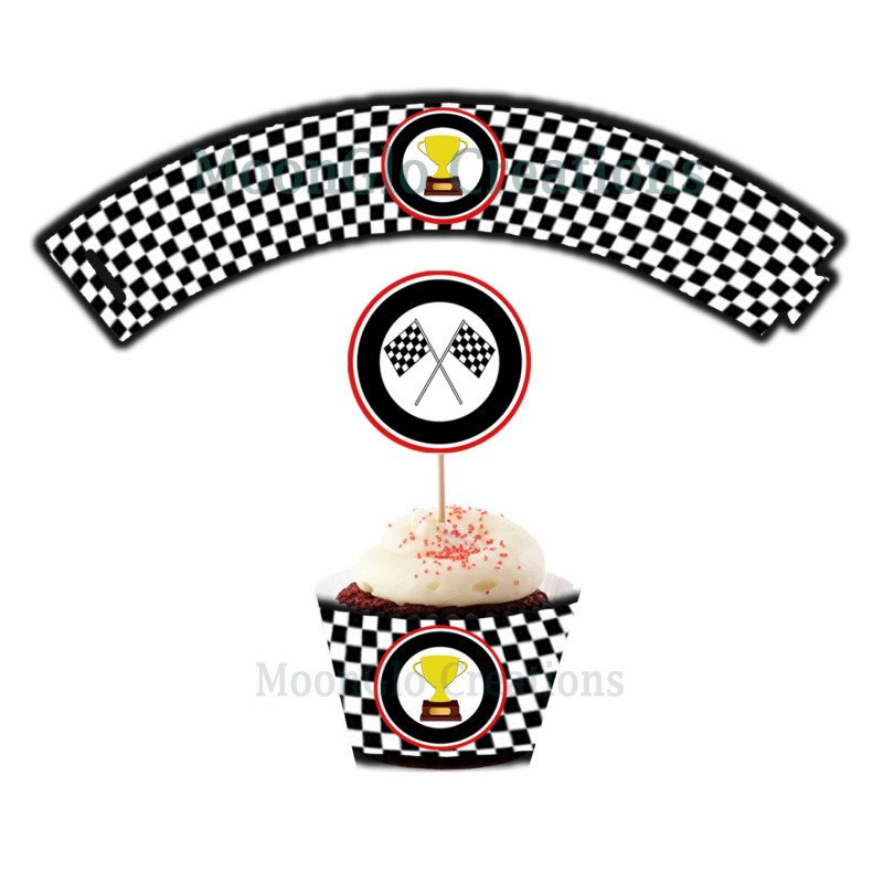 Cars Birthday Banner Template Unique Race Car theme Cupcake Wrappers Birthday Party Printable Etsy