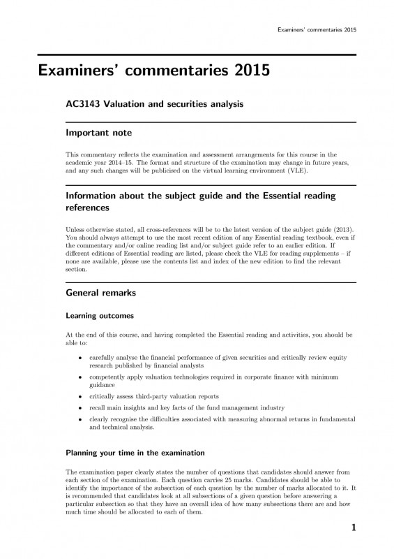 Earned Value Report Template Professional Exam 2015 Ac3143 Valuation and Securities Analysis Studocu