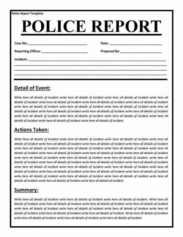 Fake Police Report Template Awesome 015 Police Report Sample Template Stupendous Ideas Investigation