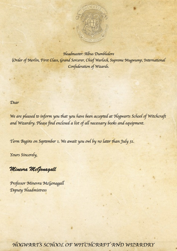 Harry Potter Certificate Template New Invitation Letter Templates Free Download Harry Potter Letter