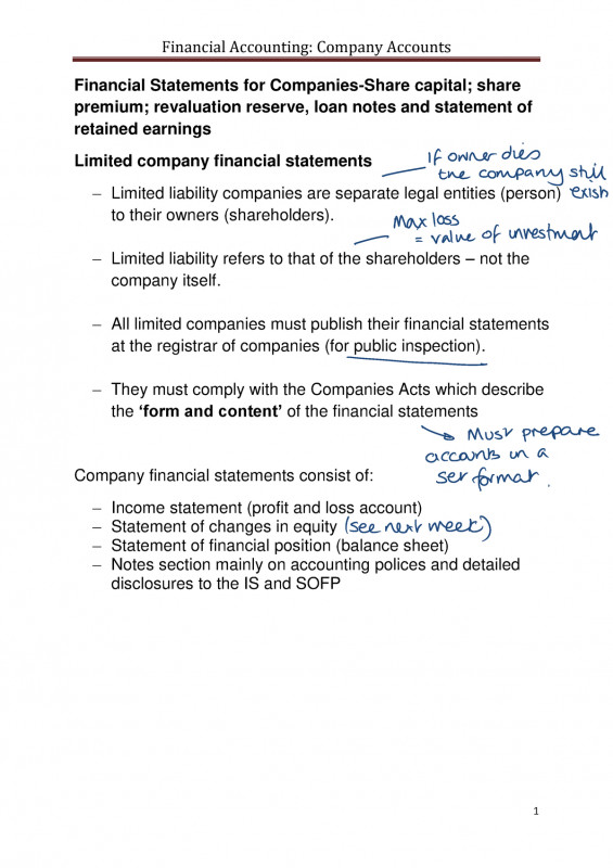 Llc Annual Report Template Unique Company Accounts Lecture Notes 17 18 825z1201 Financial