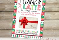 Merry Christmas Gift Certificate Templates New Printable Coffee Gift Card Holder Thanks A Latte Gift Card Etsy