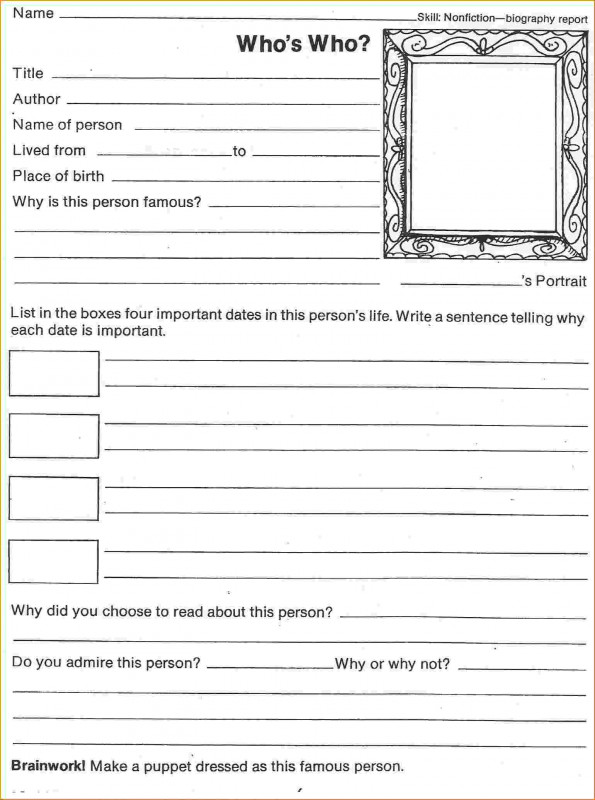 Nonfiction Book Report Template Unique 014 Biography Report Template whos who Book Awful Ideas format 5th