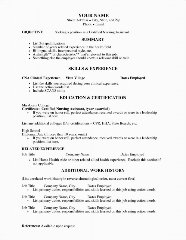Nursing assistant Report Sheet Templates New Best Of Free Resume Templates for Certified Nursing assistant Best