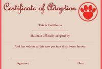 Pet Adoption Certificate Template New Pet Rock Adoption Certificate Template Pet Adoption Certificate In
