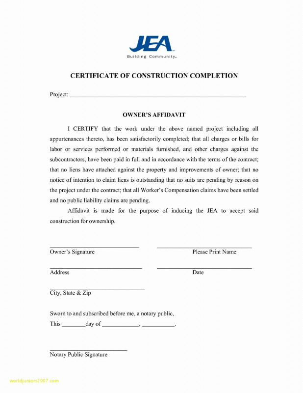 Practical Completion Certificate Template Jct Awesome Letter Of Substantial Completion Template Examples Letter Template