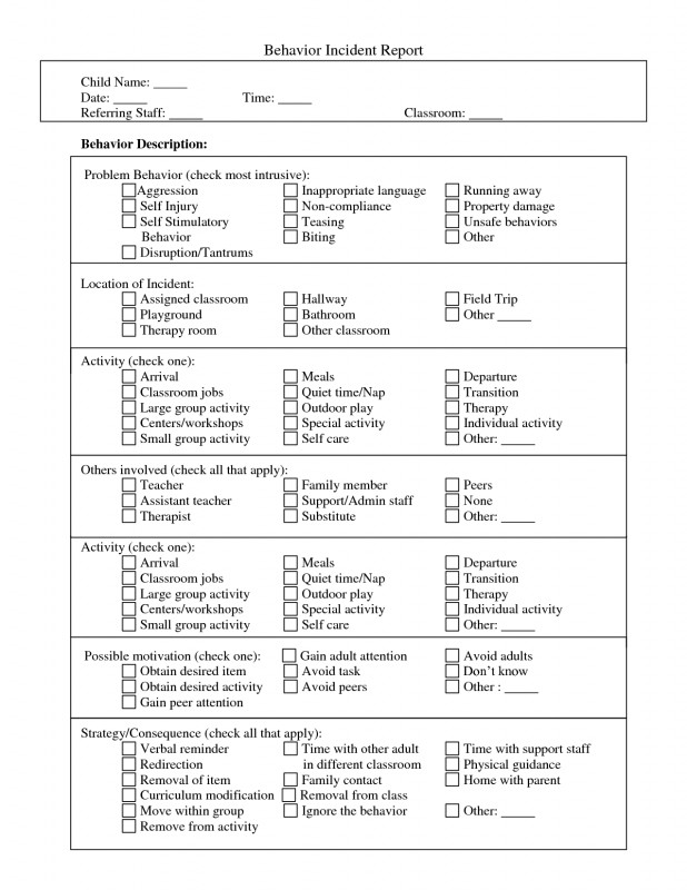 Serious Incident Report Template New Incident Report form Child Care Behavior Incident Report Doc