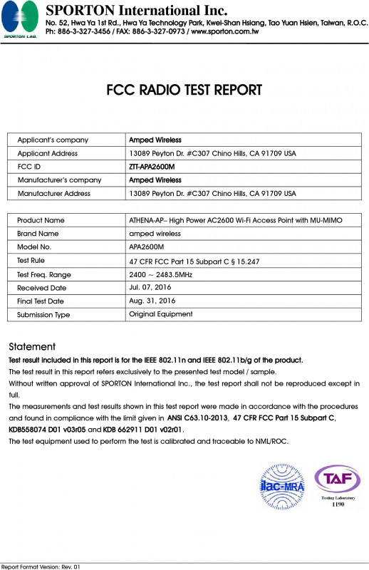 Test Result Report Template Unique Apa2600m athena Ap High Power Ac2600 Wi Fi Access Point with Mu Mimo