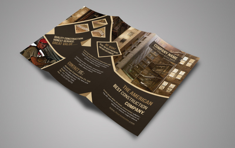 3 Fold Brochure Template Psd Free Download New Construction Tri Fold Brochure Brochure Templates Creative Market
