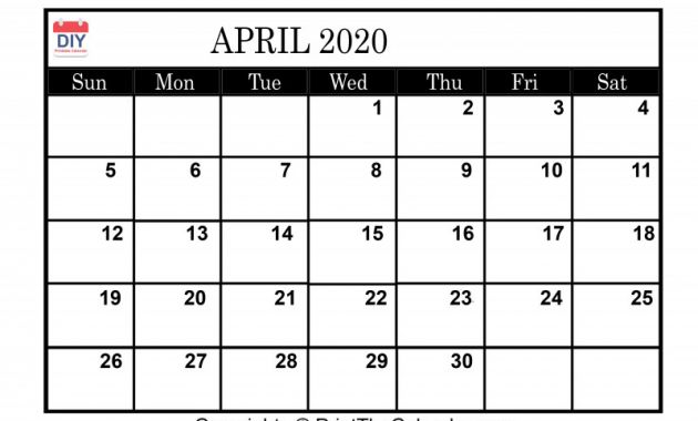 Blank Calendar Template for Kids Awesome April 2020 Printable Calendar Template