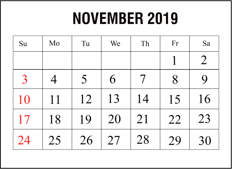 Blank Calendar Template for Kids Unique Blank Calendar November 2019 Printable Excel Landscape Template