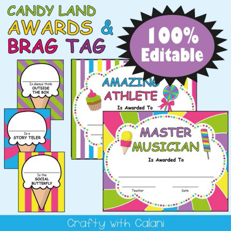 Blank Candyland Template Unique Awards and Brag Tags Candy themed Classroom Classroom