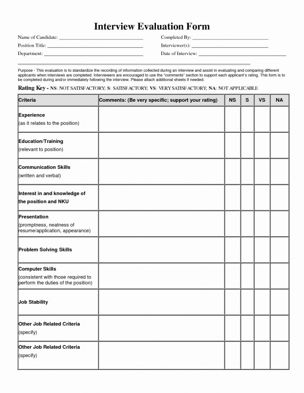 Blank Evaluation form Template Unique form Interview Evaluation Template Mples Technical Sample