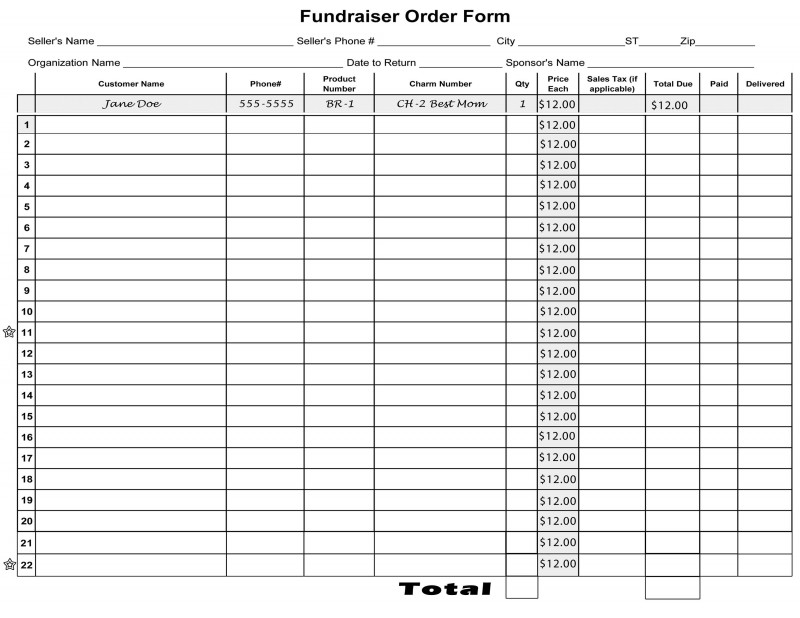 Blank Fundraiser order form Template New Free Blank order form Template Blank Fundraiser order form