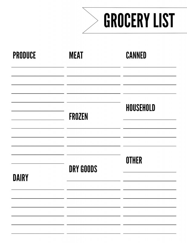 Blank Grocery Shopping List Template New Free Printable Grocery Lists List Template Paper Trail