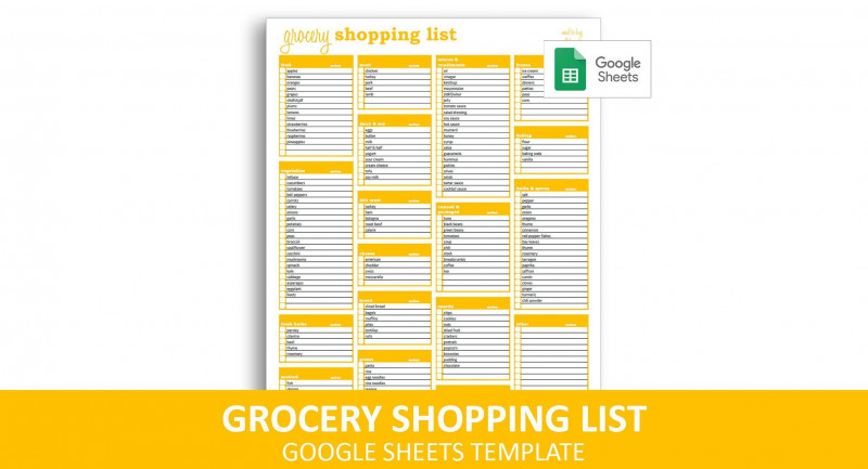 Blank Grocery Shopping List Template New Grocery Shopping List Google Sheets Template Savvy