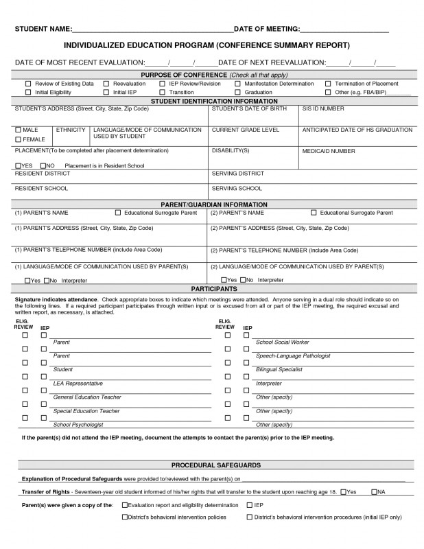 Blank Iep Template Unique Special Education Iep Template Best Photos Of Sample Iep