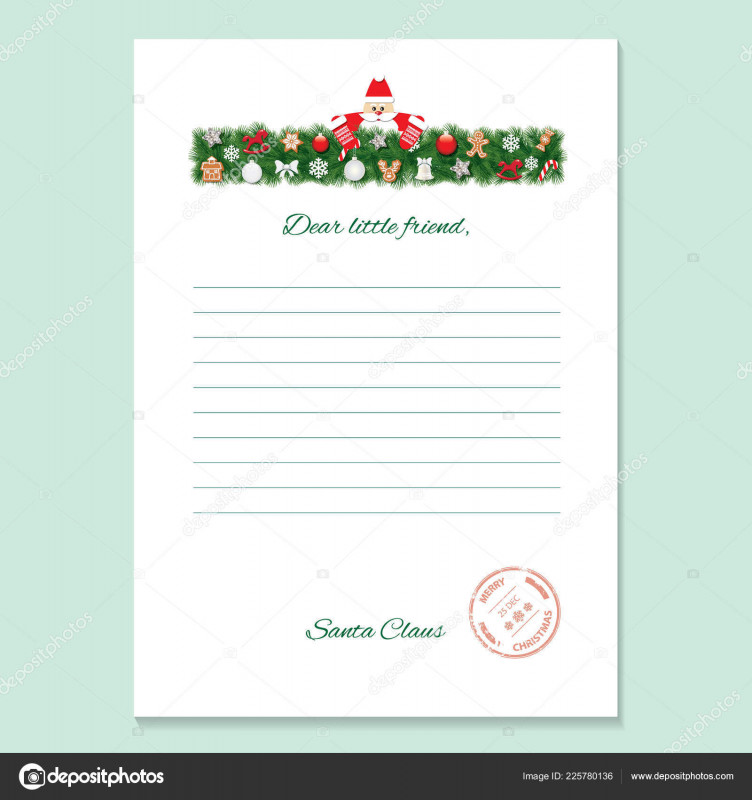 Blank Letter From Santa Template Awesome Santa Claus Letter Decorative Blank Template A4 Stock