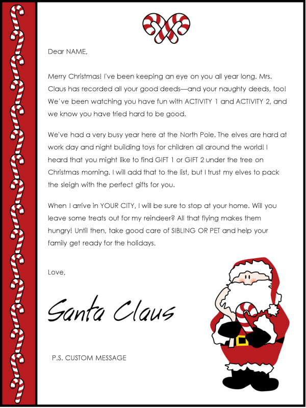Blank Letter From Santa Template New Christmas Letter From Santa Template Cyberuse