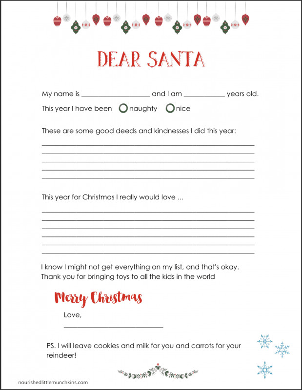 Blank Letter Writing Template for Kids Awesome Free Letter to Santa Templates Nourished Little Munchkins