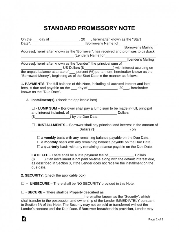 Blank Loan Agreement Template New Free Promissory Note Templates Word Pdf Eforms Free