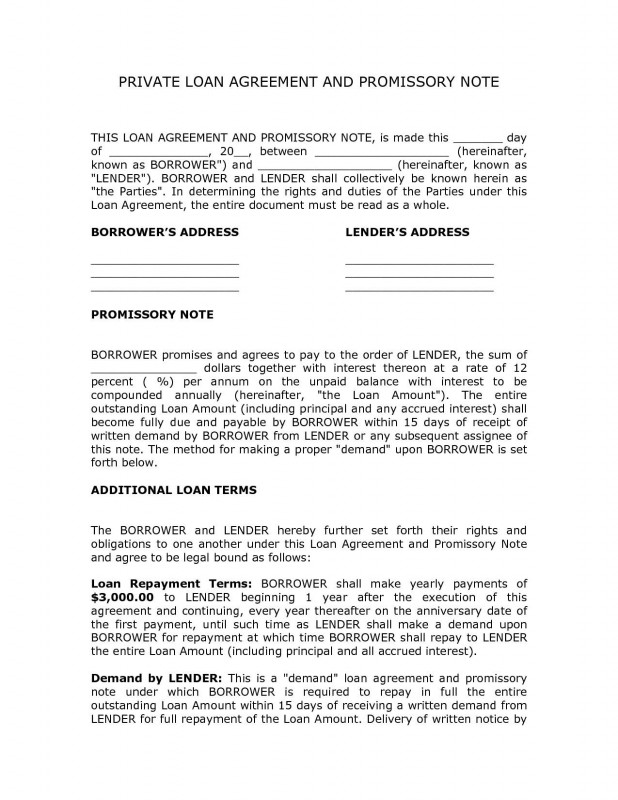 Blank Loan Agreement Template New Private Personal Loan Agreement Contract Template and