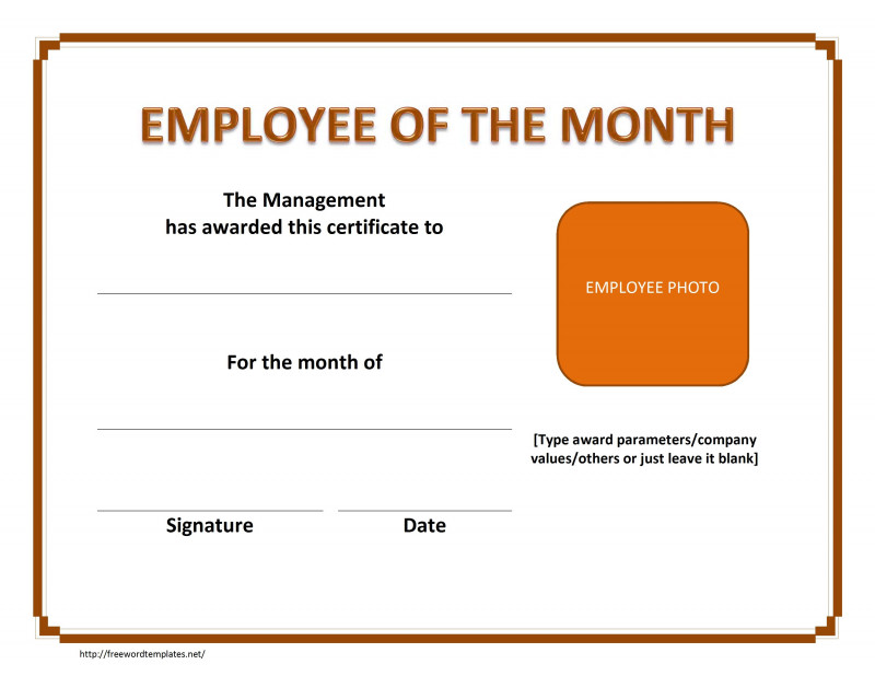 Blank Marriage Certificate Template Unique Employee Of the Month Certificate Template with Picture