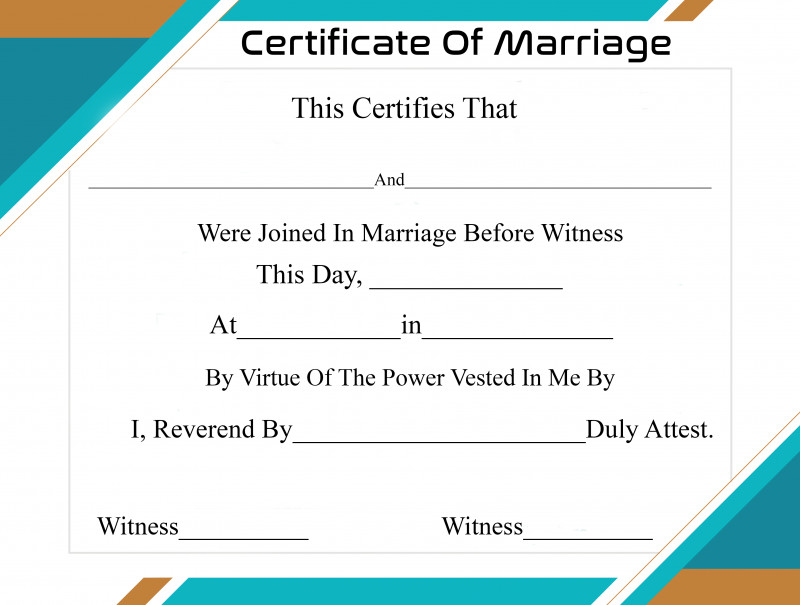 Blank Marriage Certificate Template Unique Free Printable Certificate Of Marriage Template