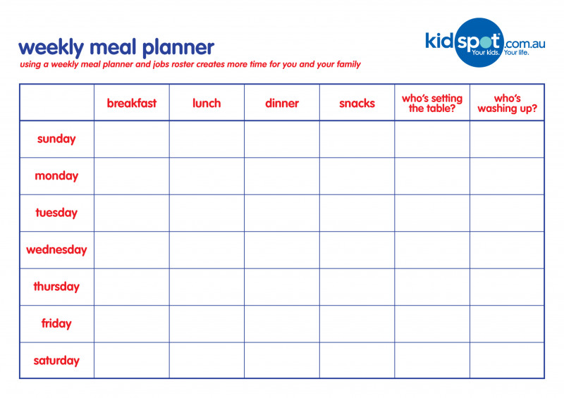 Blank Meal Plan Template Awesome Weekly Family Meal Planner Templates at