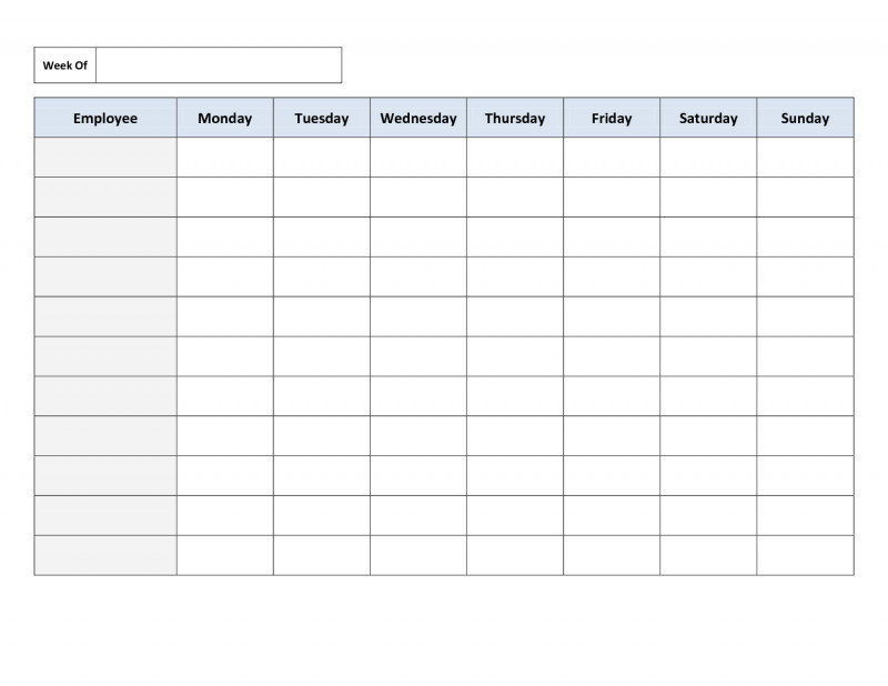 Blank Monthly Work Schedule Template Unique Free Printable Work Schedules Weekly Employee Work